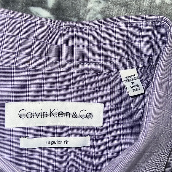 💥💥Calvin Klein XL Purple Gingham Dress Shirt - Picture 7 of 10